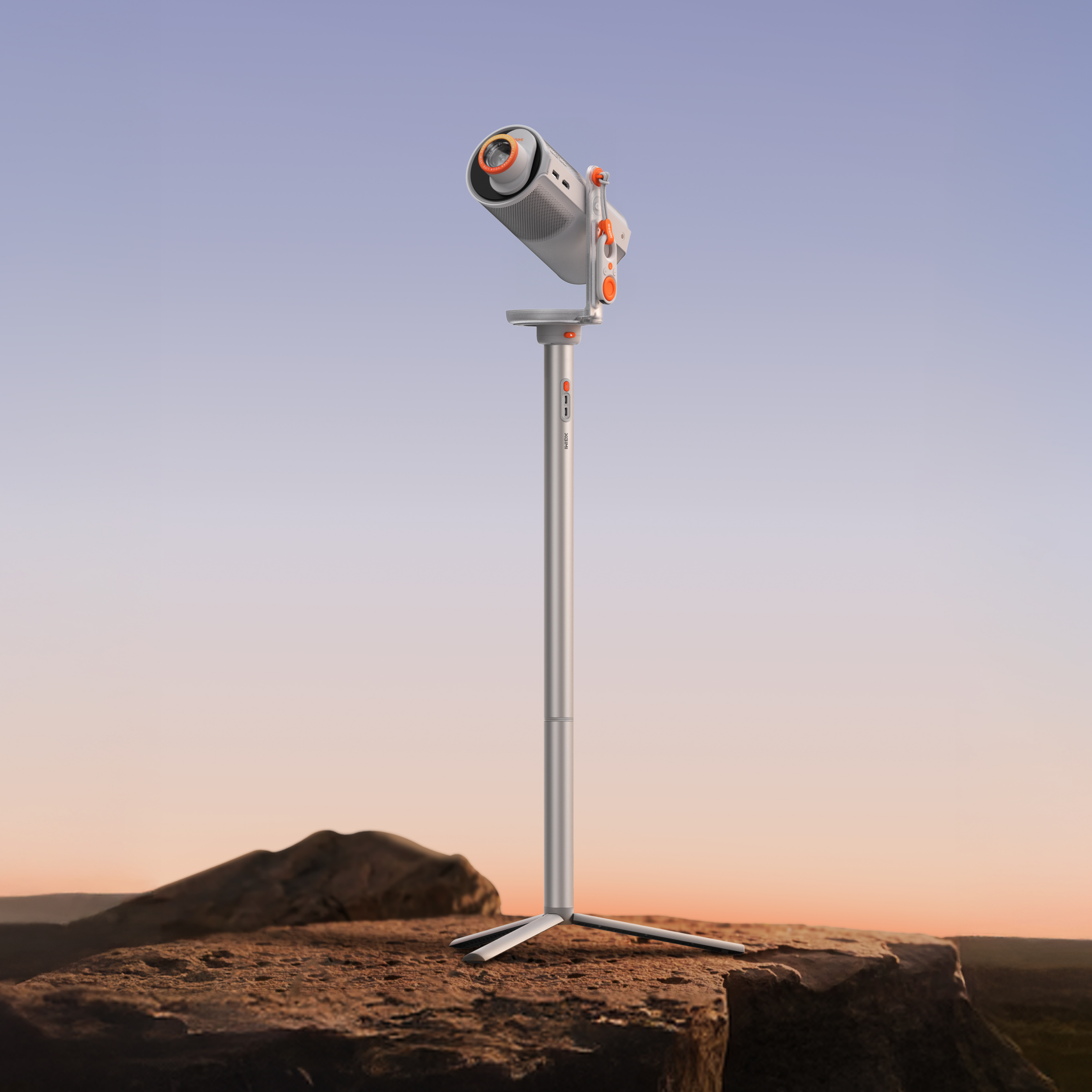 El proyector compacto MoGo 4 cuenta con un soporte integrado ajustable en 360°. Puedes colocarlo sobre la mesa y ajustarlo directamente a un ángulo de proyección adecuado.