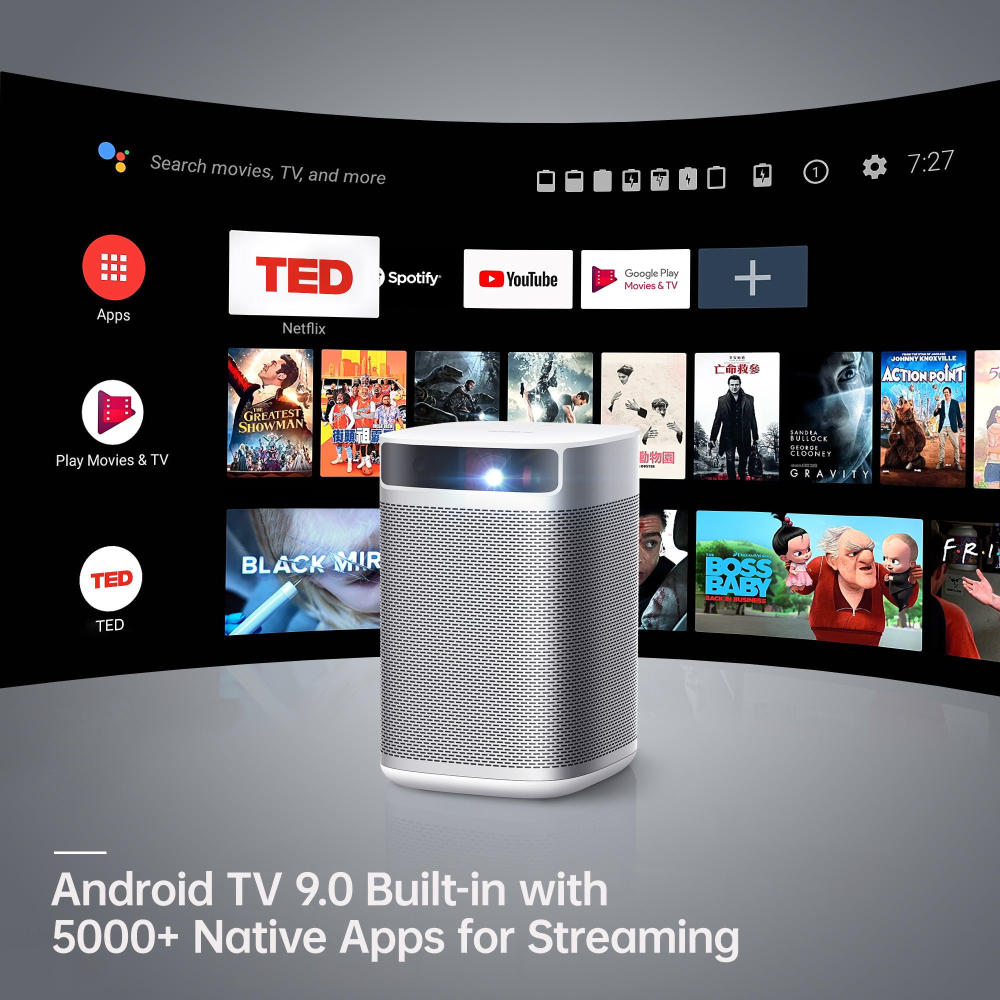 MoGo Pro - pico proyector 1080p - Android TV™ OS incorporado